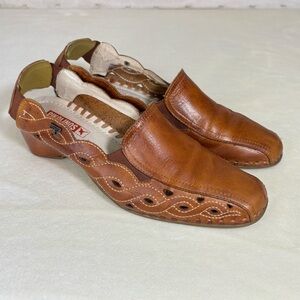 Pikolinos Spanish Leather Slingback Sandals Cutout Design Brown Casual EU 38